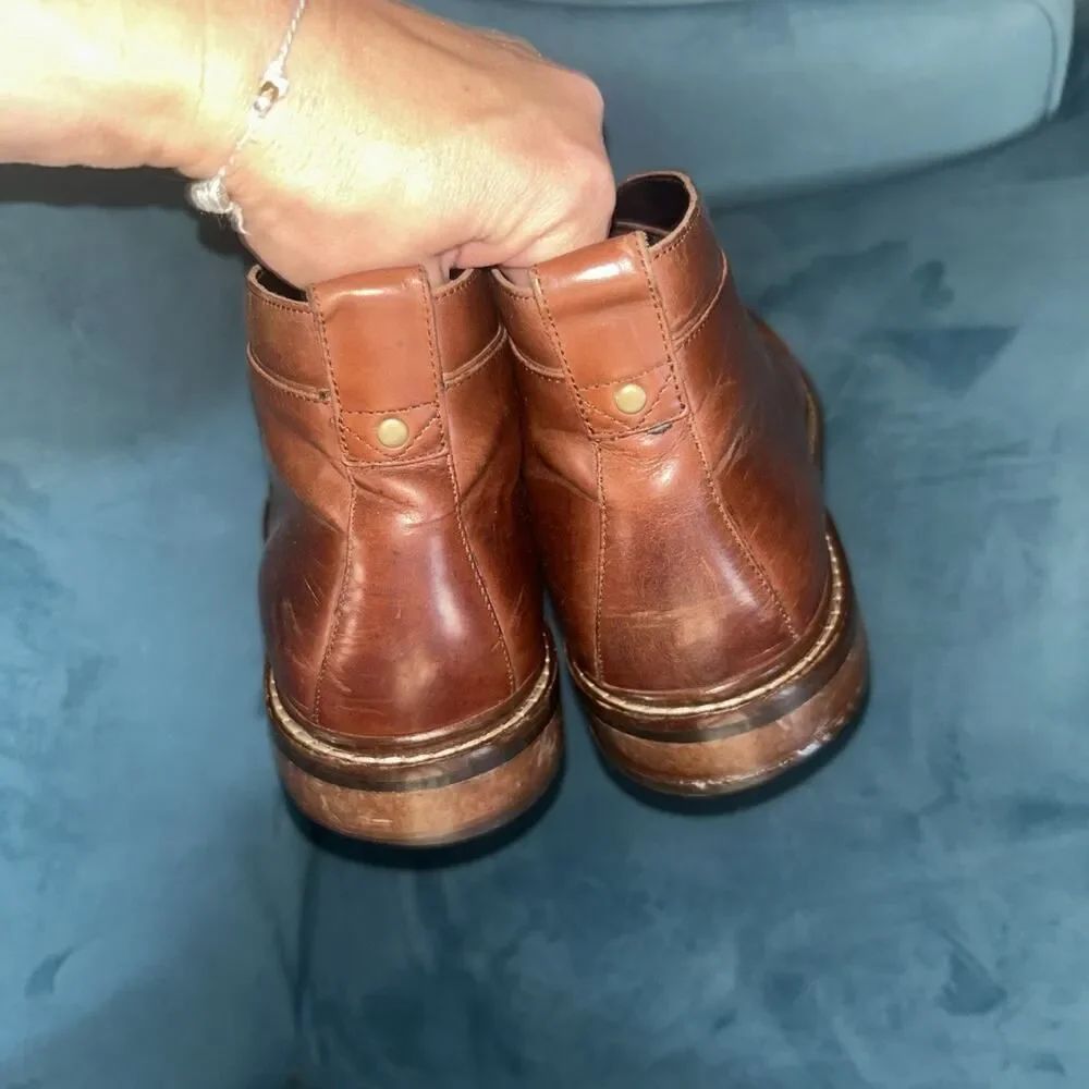 Cole Haan Boots Mens 10 Brown Burnished Leather Ankle box 1